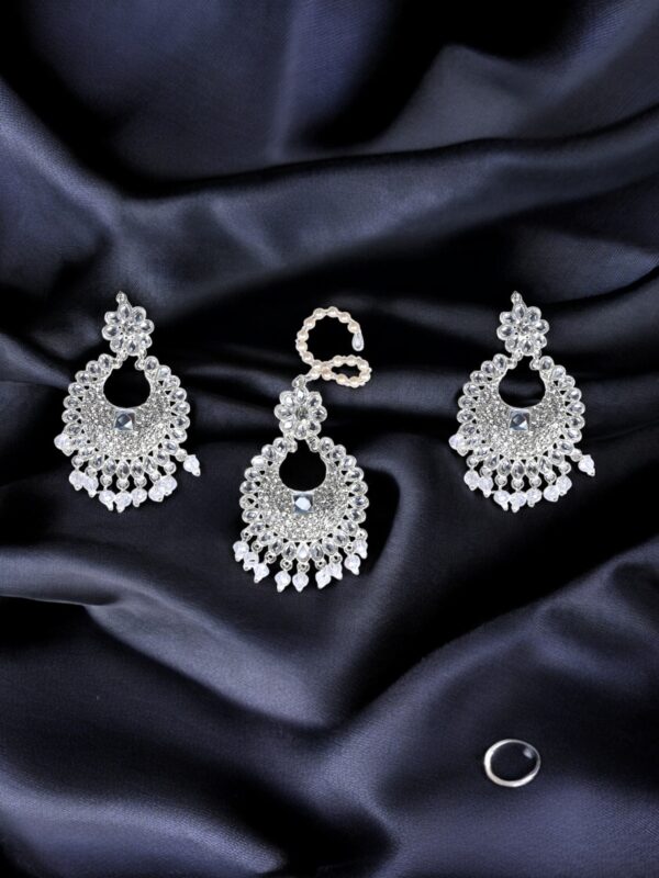 White Tikka Earrings - Image 2