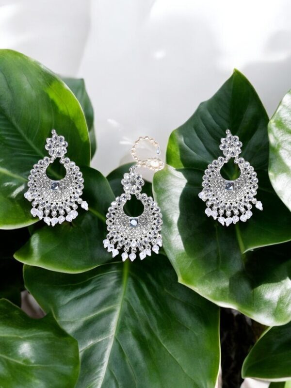 White Tikka Earrings - Image 4