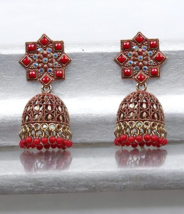 Indian Red Jhumka - Image 2