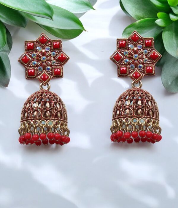 Indian Red Jhumka - Image 3